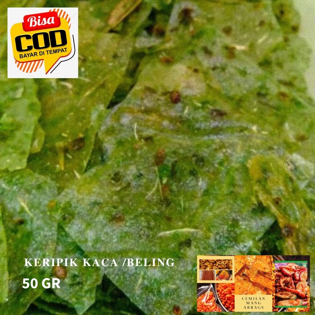 

< COD > KERIPIK KACA / KERIPIK BELING PEDAS RASA CABE IJO DAUN JERUK MANTAP / GURIH / HALAL