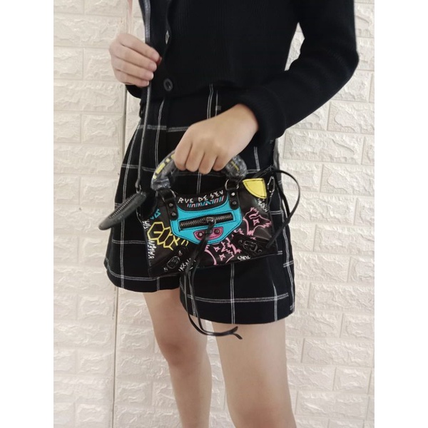 tas mini selempang import,tas fashion branded motif Balenn ciaga mini grafiti dan polos,tas mini selempang