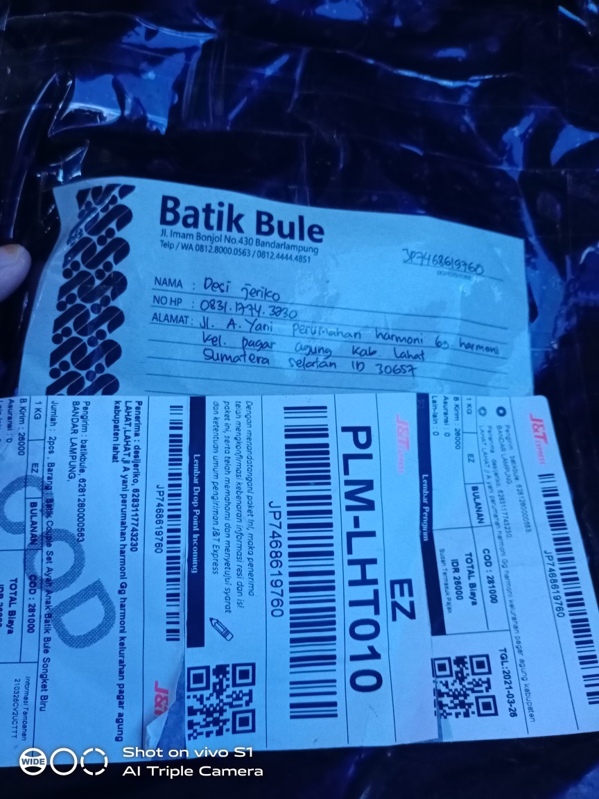 Batik Couple Set Ayah Anak Batik Bule Songket Biru Muda