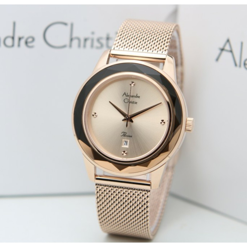 Alexandre Christie AC2908 Original Jam Tangan Wanita Stainless Full Rose Gold