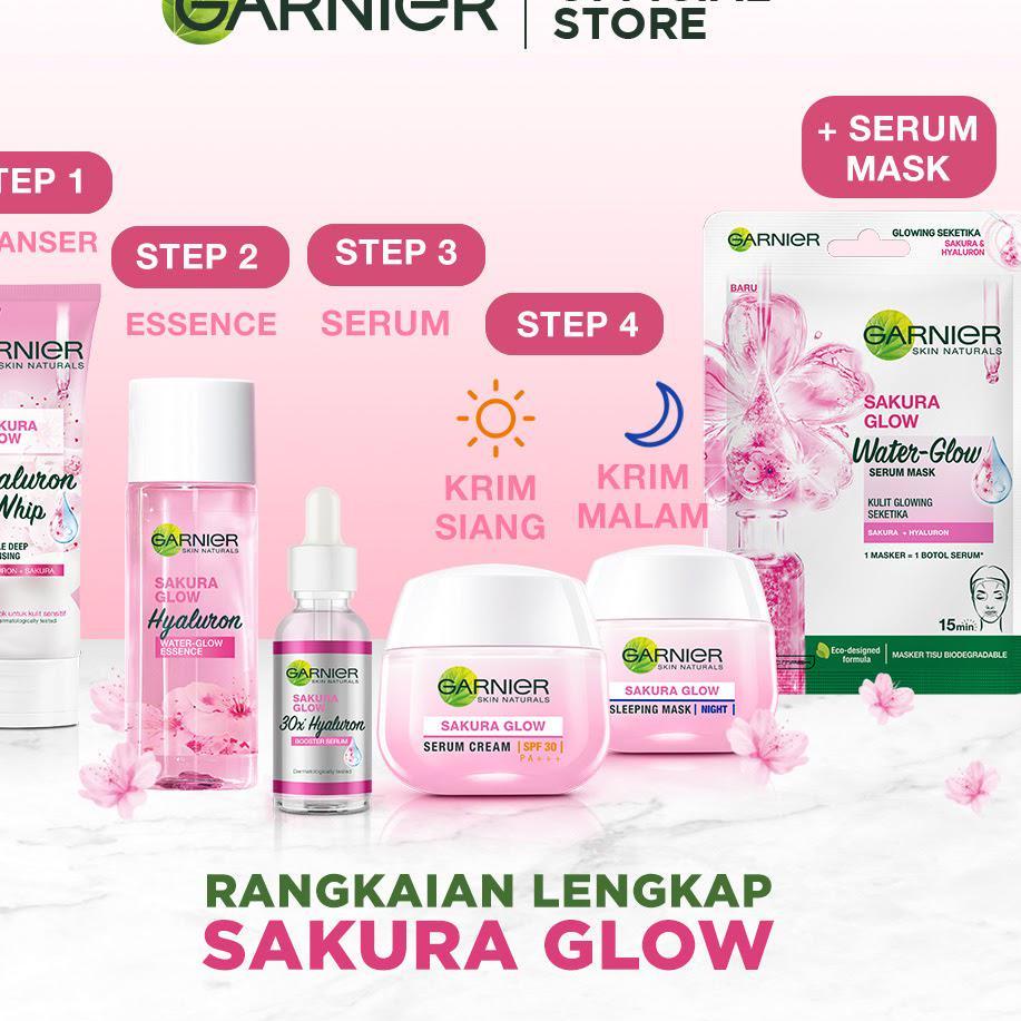 Best Garnier Sakura Glow Kit Day &amp; Night Cream - Moisturizer Skincare Krim Siang Malam Light complete,