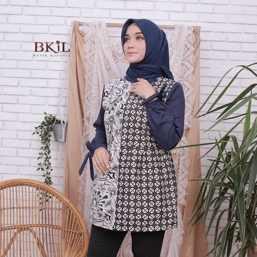 tey-17 Batik wanita ASJ SA HRB026 Kenongo Kemeja Tosca Pendek-1