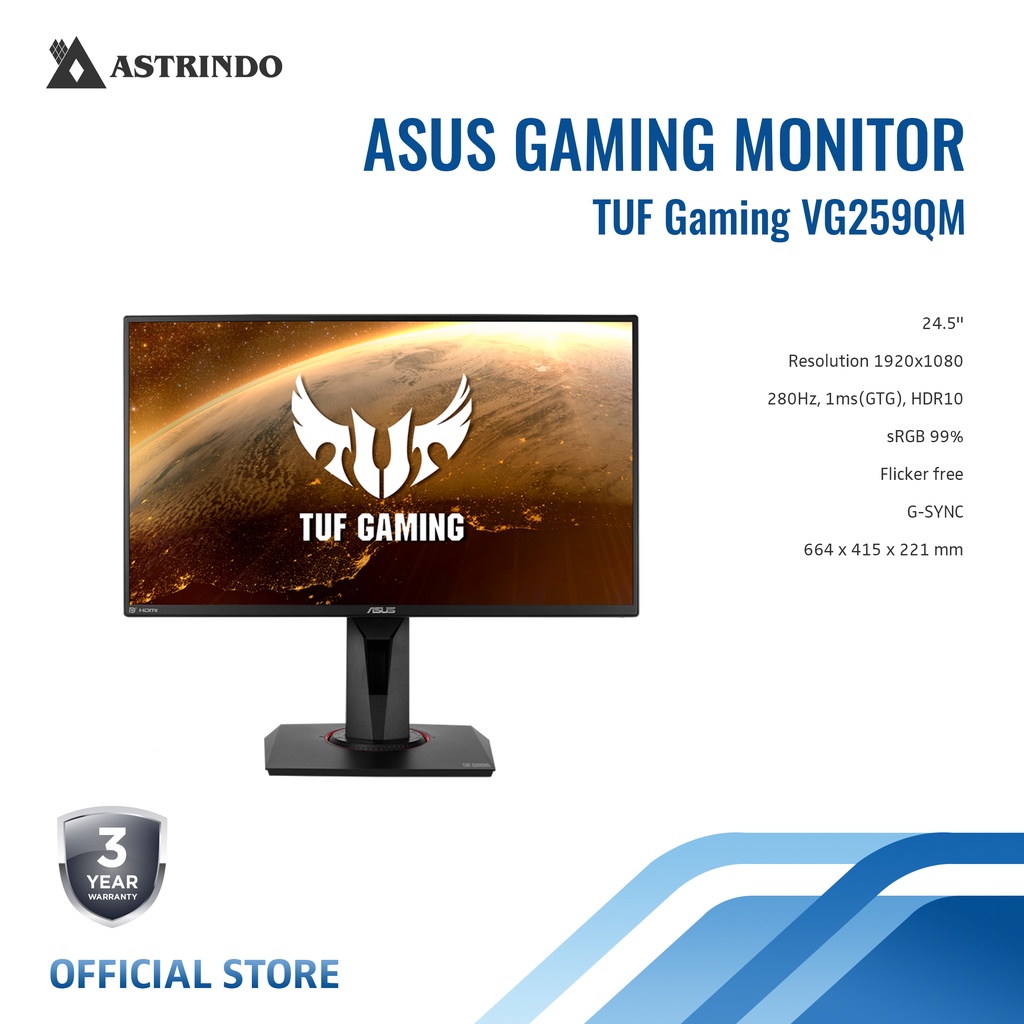 Asus TUF GAMING HDR Monitor 25 Inch Full HD OC 280Hz - (VG259QM)