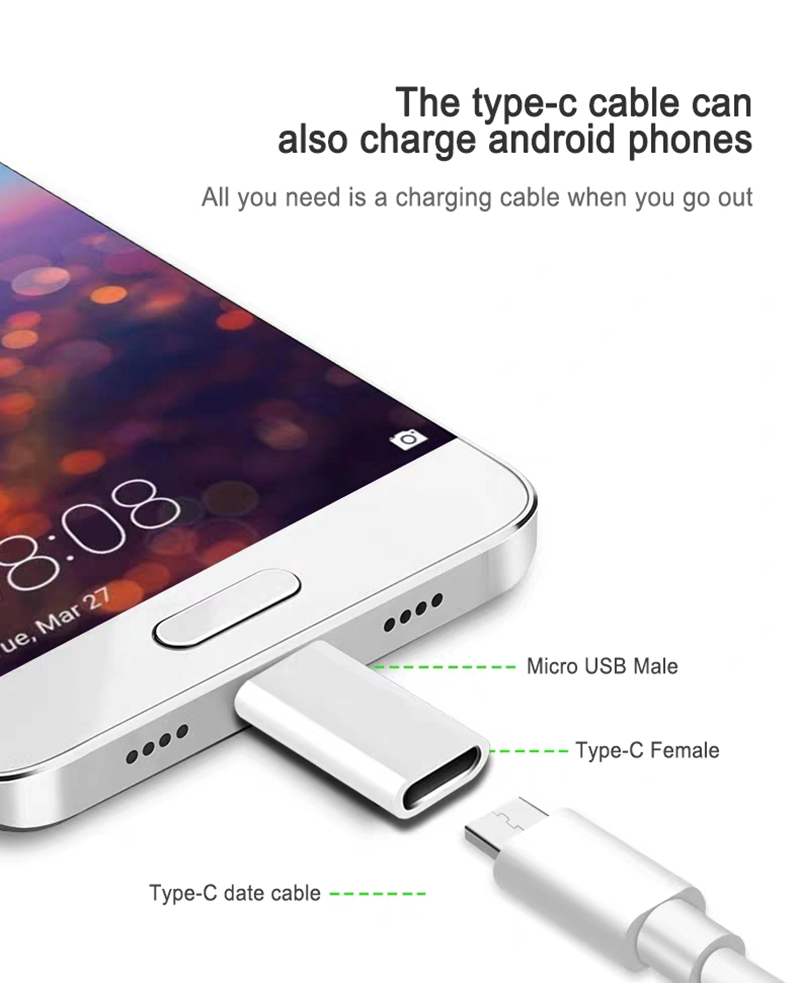 Kabel Adapter Konverter Data / Charger Otg Mini Tipe C Ke Micro Usb Untuk Android