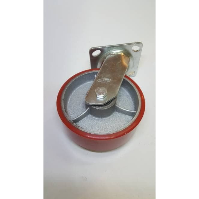 Wheel Roda PU Flat Besi Cor Heavy Duty CASTER TAIWAN 6" Hidup Premium