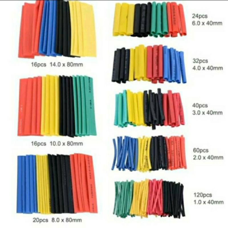 Kabel Bakar Heat Shrink 1Set 164pcs / 328pcs 8ukuran 4warna