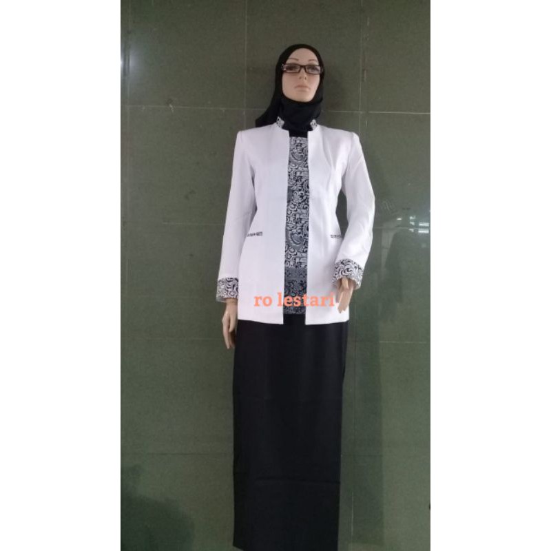 blazer hipu batik set rok Rohid