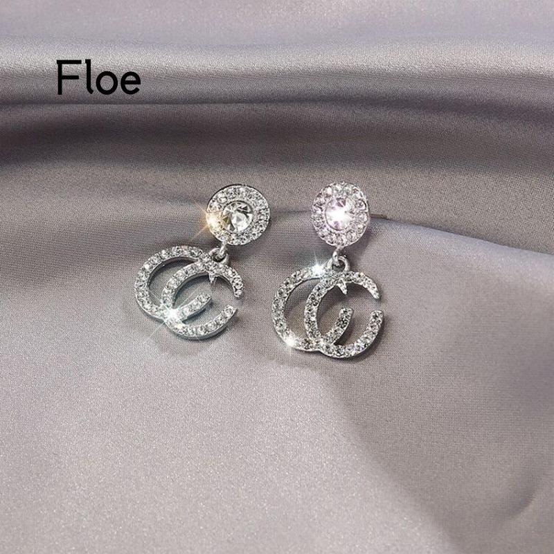 Fl Anting Tusuk Gantung Sterling Silver 925 Hias Berlian Gaya Mewah Hypoallergenic Untuk Wanita