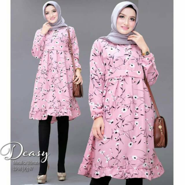 Deasy long tunik-tunik motif bunga-tunik wanita trendy