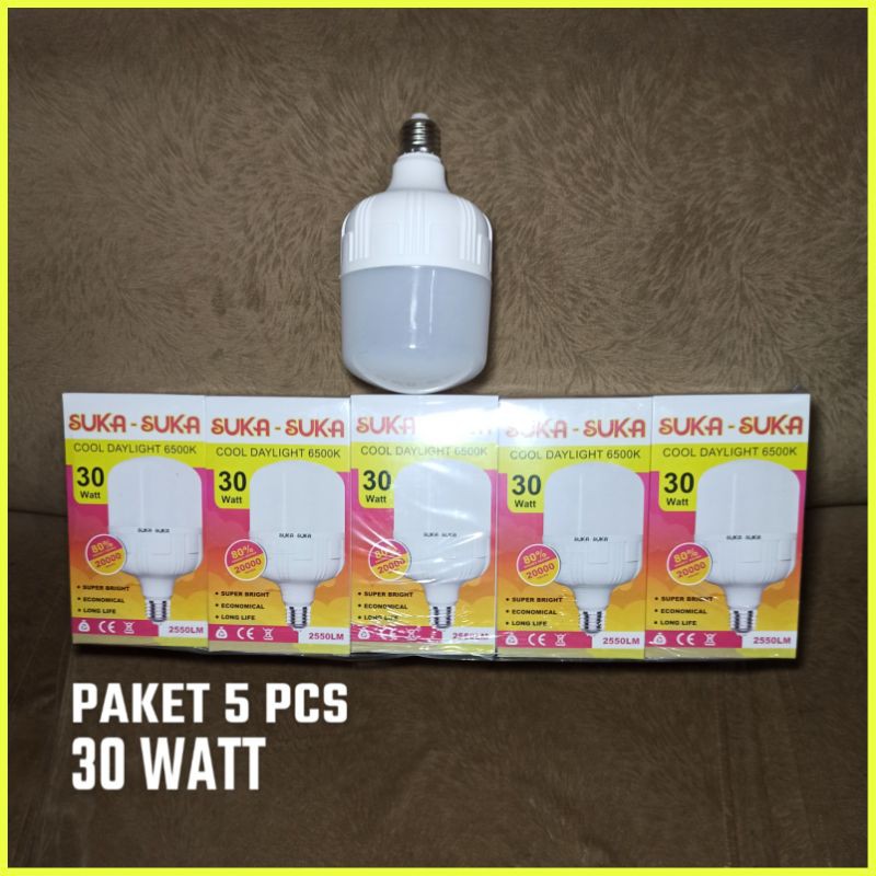 Paket 5 pcs Lampu Led capsul 30 watt / Led suka-suka 30watt/ lampu Hemat ENERGI