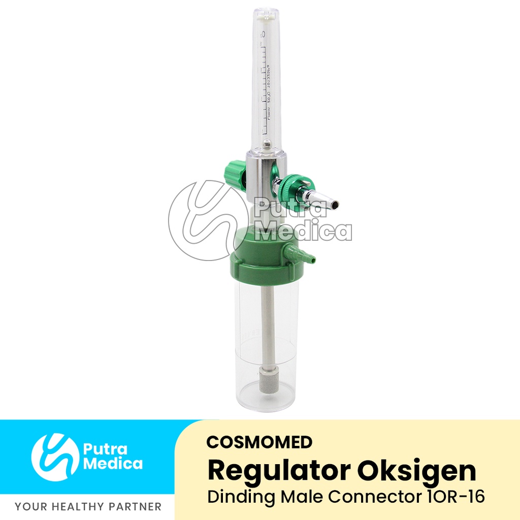 Cosmomed Regulator Oksigen Dinding Male Connector 1OR-16 / Mannometer O2 / Alat Pengukur Pengatur Tekanan Oxygen