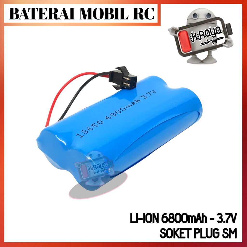 Baterai Cas/Charger Mobil RC 2x Li-ion 18650 Soket Hitam 3.7V - 6800mAh