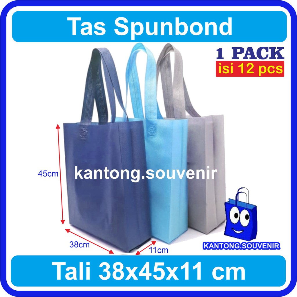 

1pack 38x45x11 cm Tas Kain Spunbond Goodie Bag Kantong goody souvenir promosi acara murah isi 12pcs