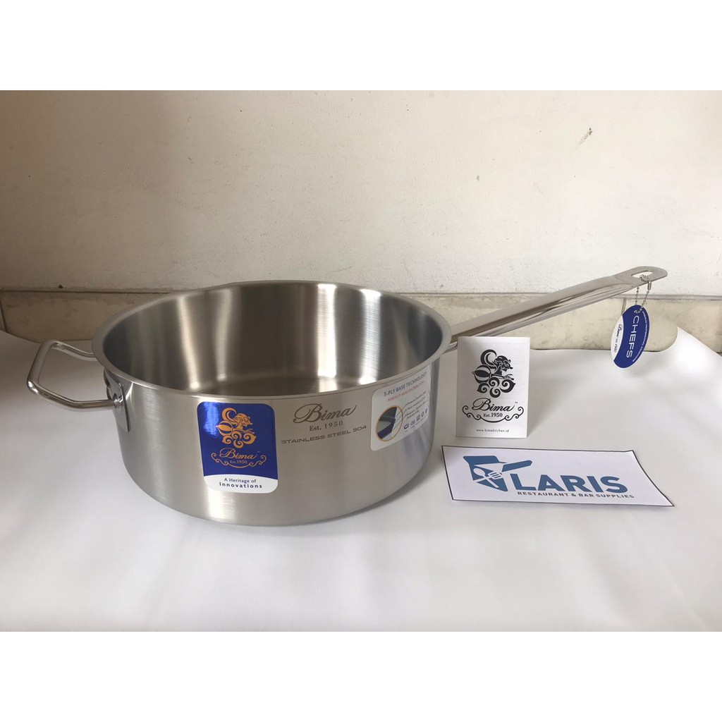 Bima Chef Shallow Sauce Pan 28cm (Tanpa Tutup) / Panci Bima Stainless Kualitas Bagus