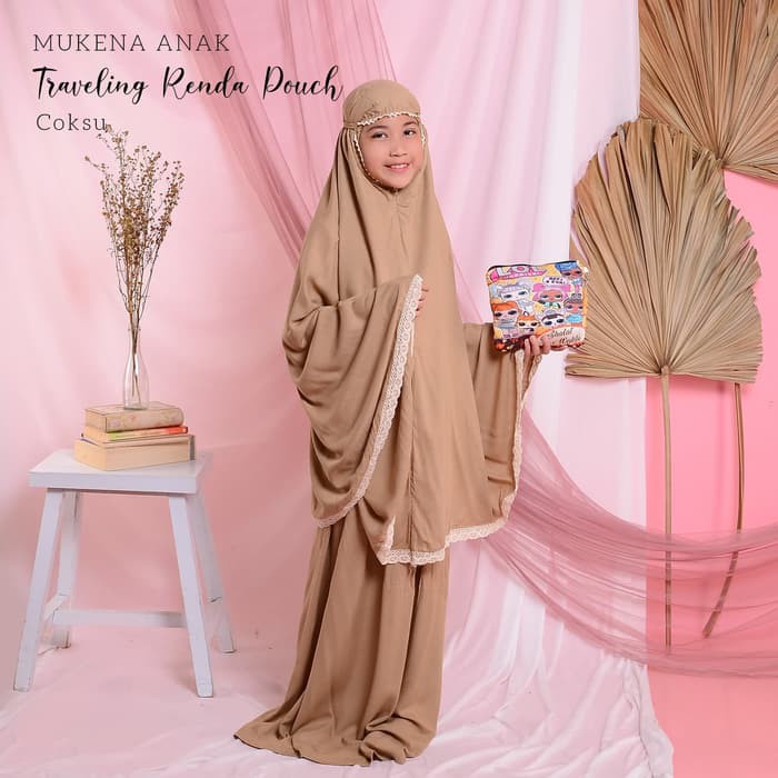 MUKENA BALI TASIK - MUKENA ANAK KATUN RAYON RENDA TRAVELING POUCH