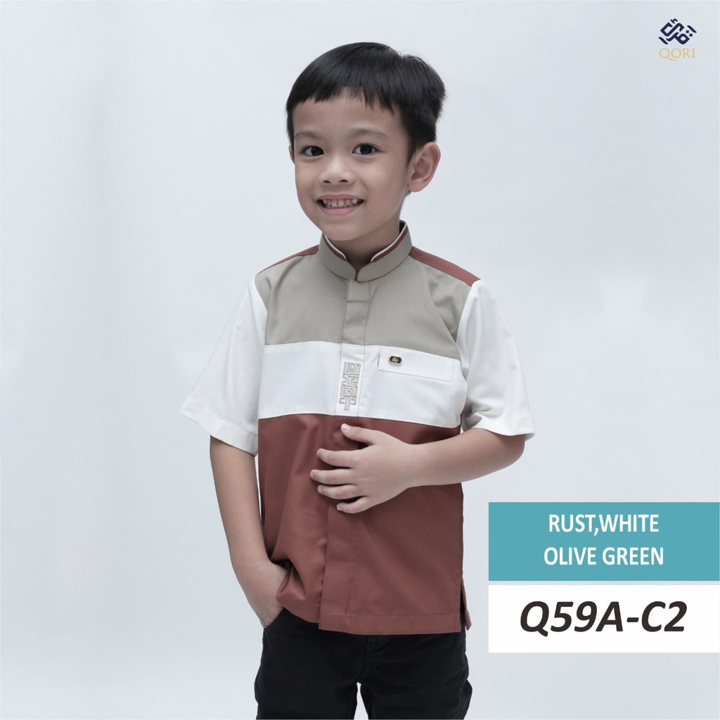 Baju Koko Anak QORI Q59A Couple Ayah Lengan Pendek Ukuran S s/d XXXL