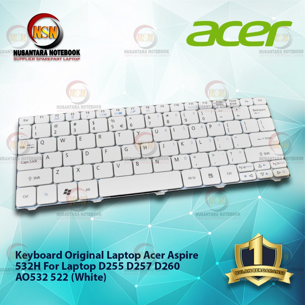 Keyboard Acer Aspire 532H for Laptop D255 D257 D260 AO532 522 Putih