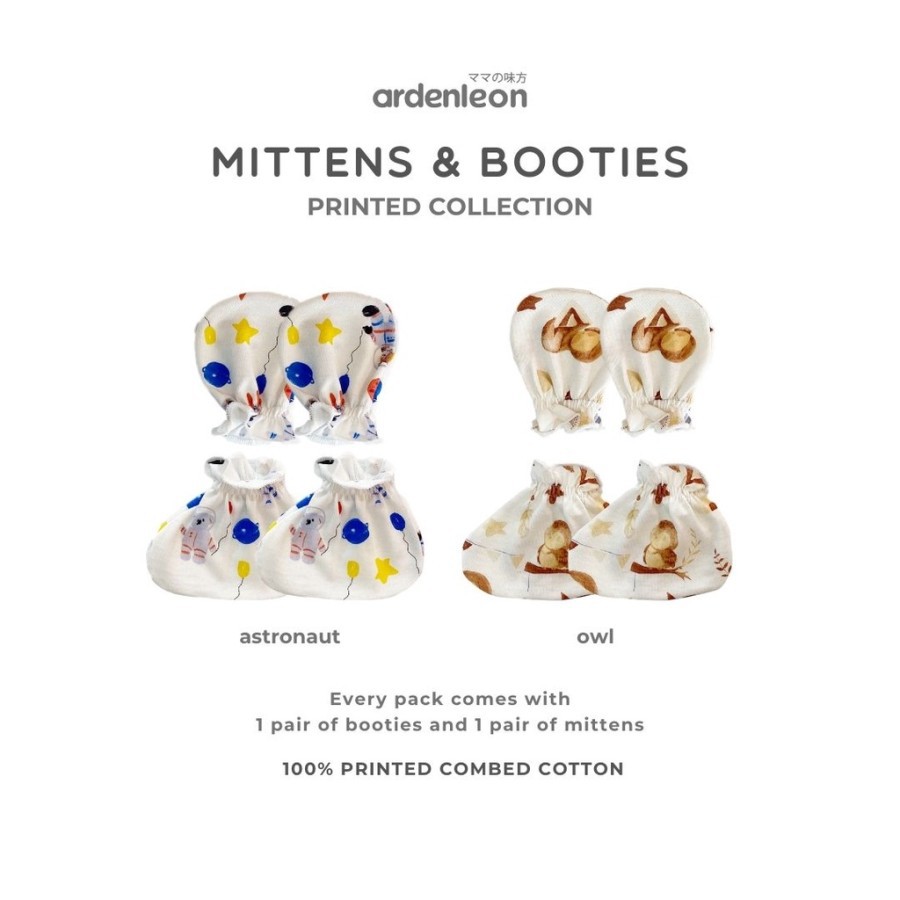 Arden Leon Printed baby mitten booties