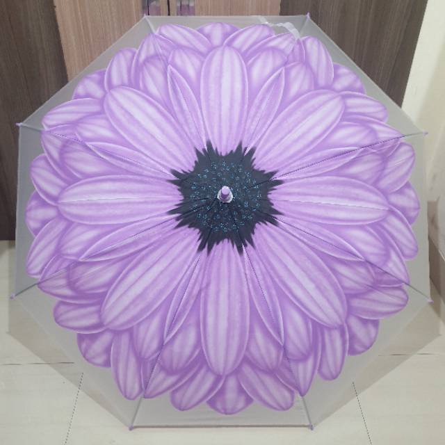 Payung Transparan Tongkat PVC Motif Sunflower