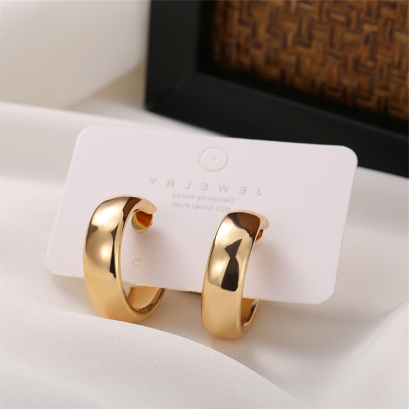 Korean Personality  Geometric Gold Earrings Retro Simple Circle Earring Jewelry Accessories