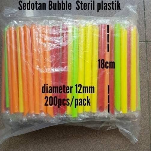 ➭ Sedotan bubble steril 1218 wf warna warni / solid + bungkus plastik ➪