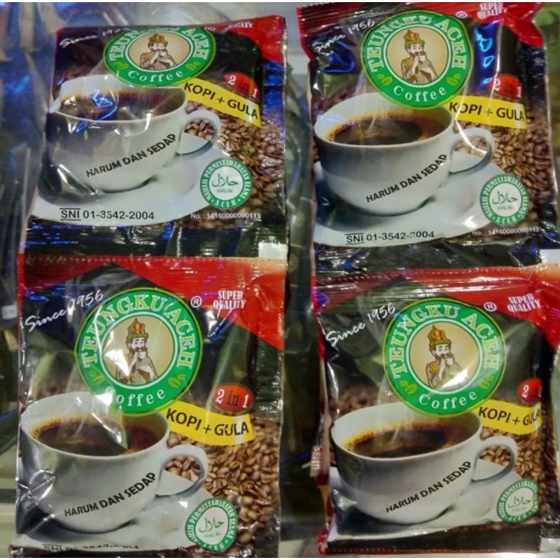 

Kopi Tgk Aceh Sachet 2 in 1 kopi+gula isi 10 sachet/kopi tengku Aceh Sachet asli Aceh