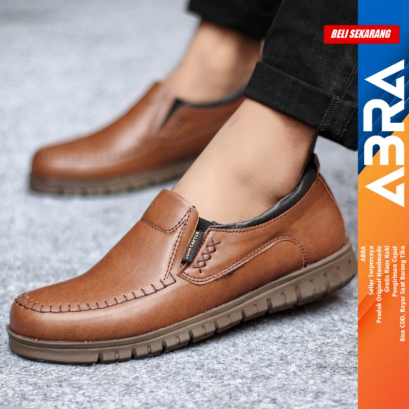 Sepatu Slip On Pria Casual Formal Kulit Pu Kerja Kantor BLENO ABRA