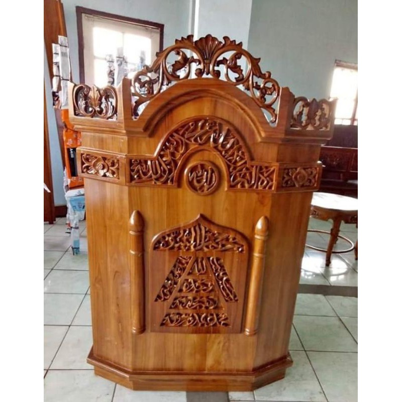 Mimbar Jati Ukir Jepara Mimbar Khotbah Masjid Mimbar Mushola Mimbar Jepara SOFIART FURNITURE