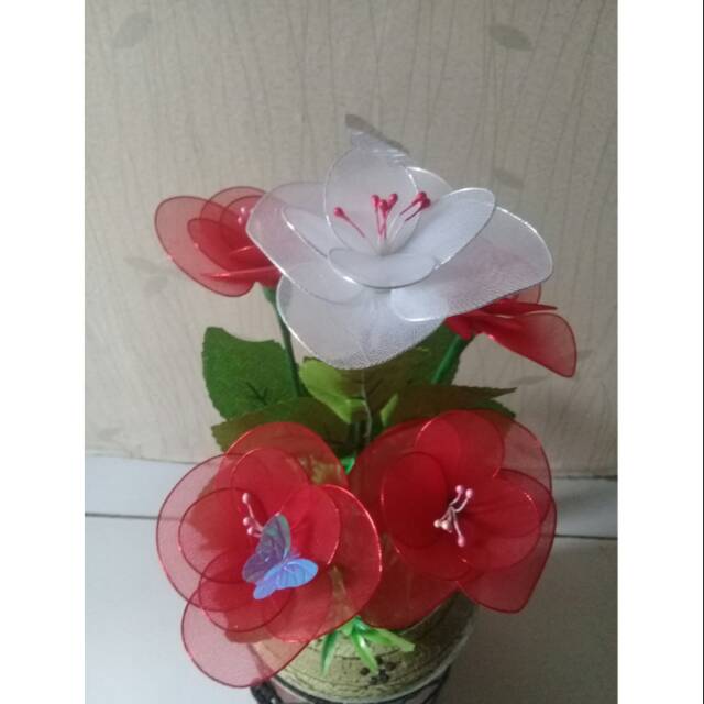 Bunga Mawar Hias + Pot