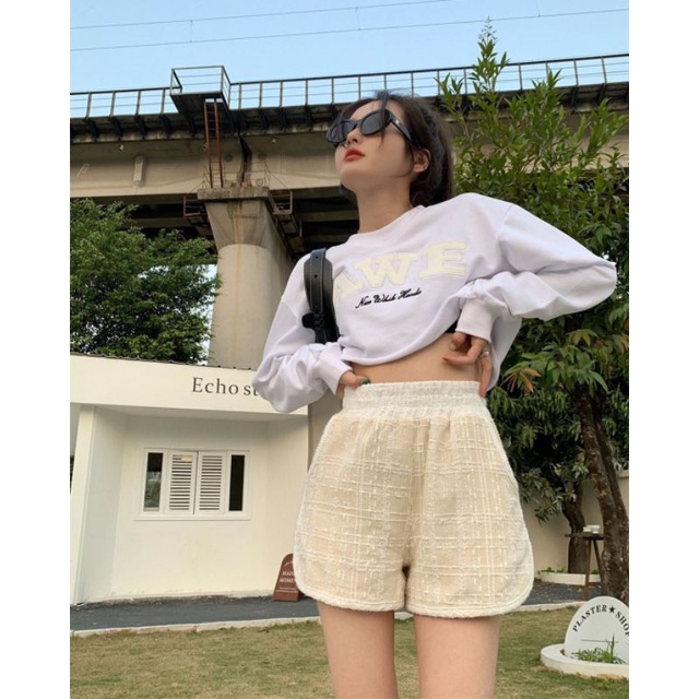 Sweater Wanita Awe Fine | Korean Sweet Style Sweatshir | Baju Wanita Lucu | Sweater Crop Wanita