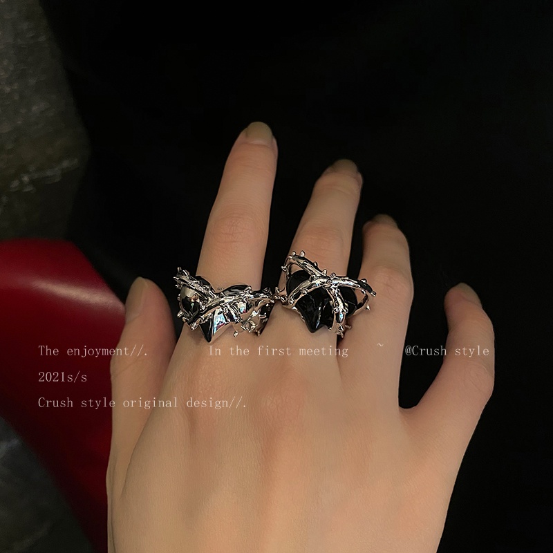 Cincin Duri Hati Warna Silver Gaya Retro Untuk Wanita