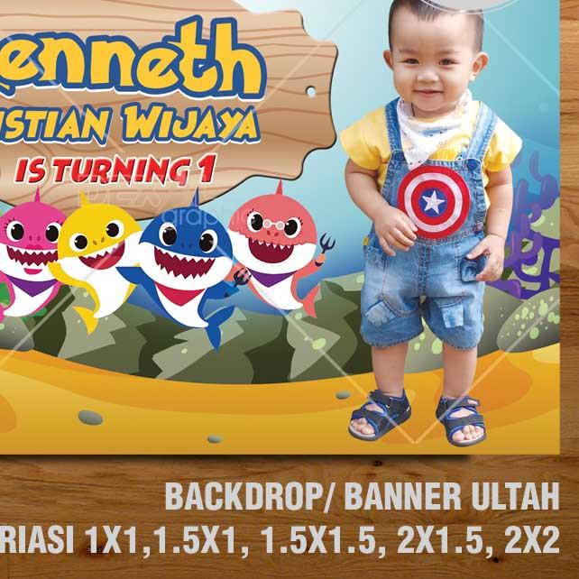 ☎ BABY SHARK BANNER/ BACKDROP/ SPANDUK ULANG TAHUN UL-TAH ✹
