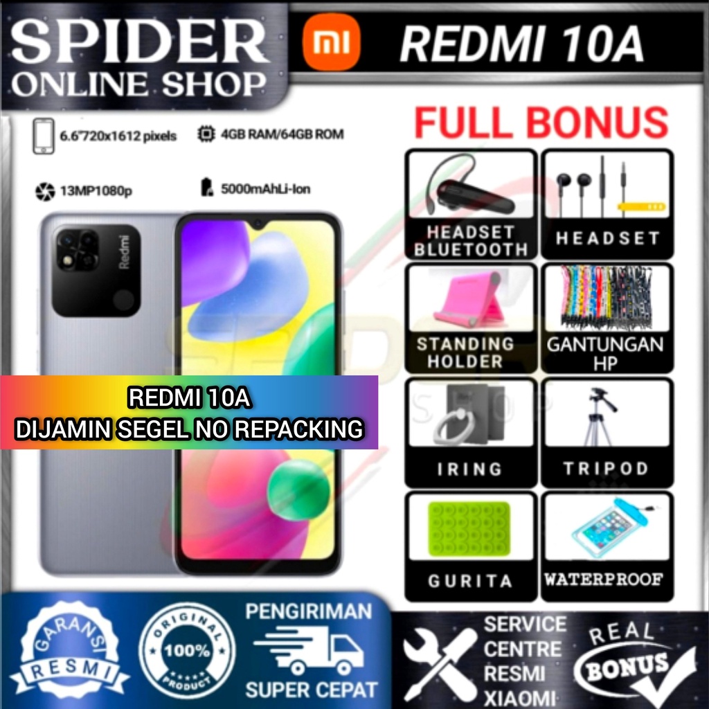 XIAOMI REDMI 10A 3/32 &amp; 4/64 RAM 4GB ROM 64GB GARANSI RESMI XIAOMI