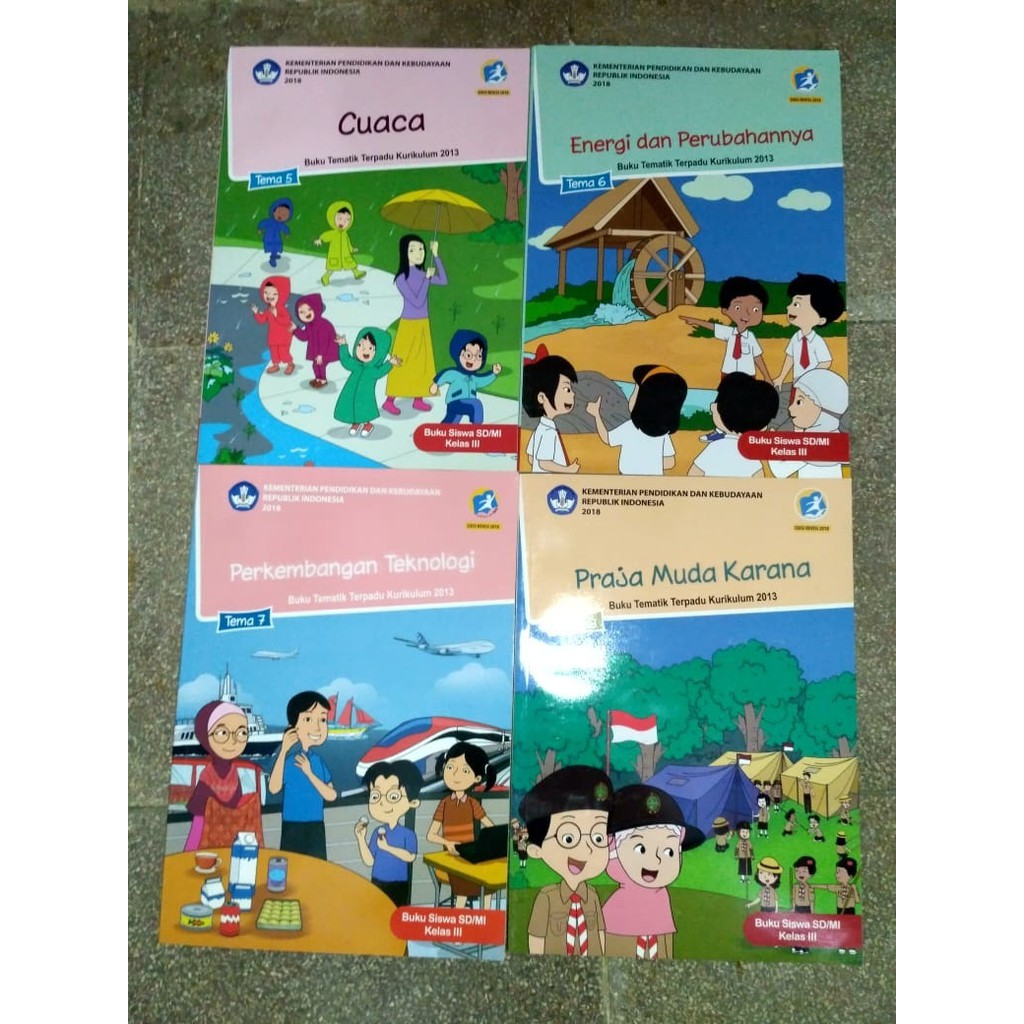 Buku Tematik Tema 1,2,3,4,5,6,7,8 Kelas 3 SD/MI Semester 1 dan 2  Kurikulum 2013 revisi 2018.