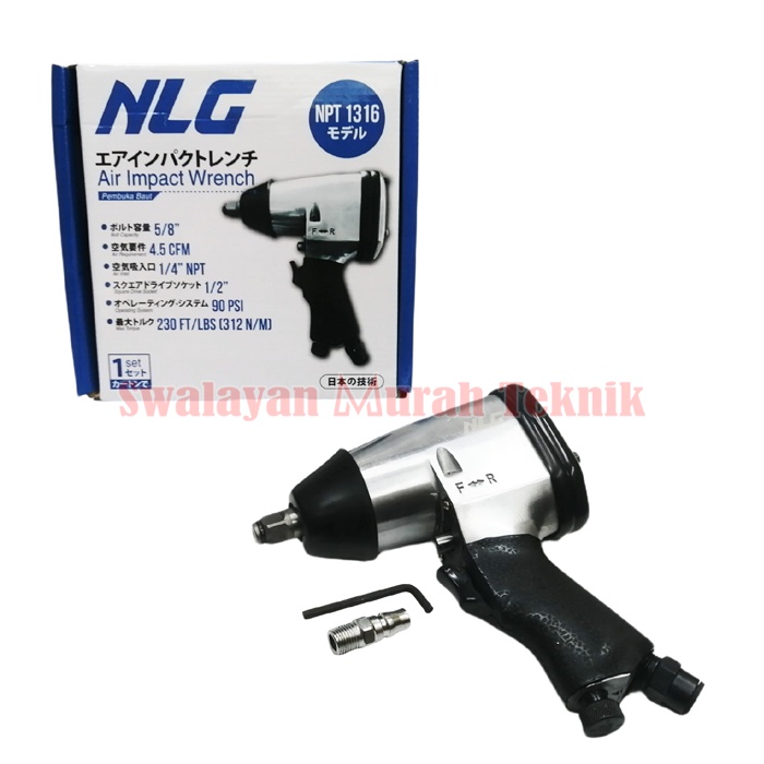 NLG NPT1316 Air Impact Wrench 1/2&quot; Bor Alat Buka Baut Angin Kompresor