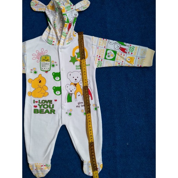 I Love You Bear Jumper Jumsuit Bayi Kaki Tutup