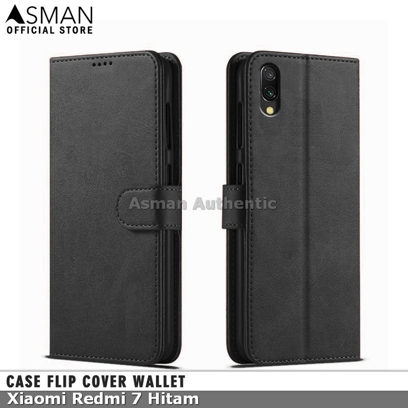 Asman Case Xiaomi Redmi 7 Leather Wallet Flip Cover Premium Edition