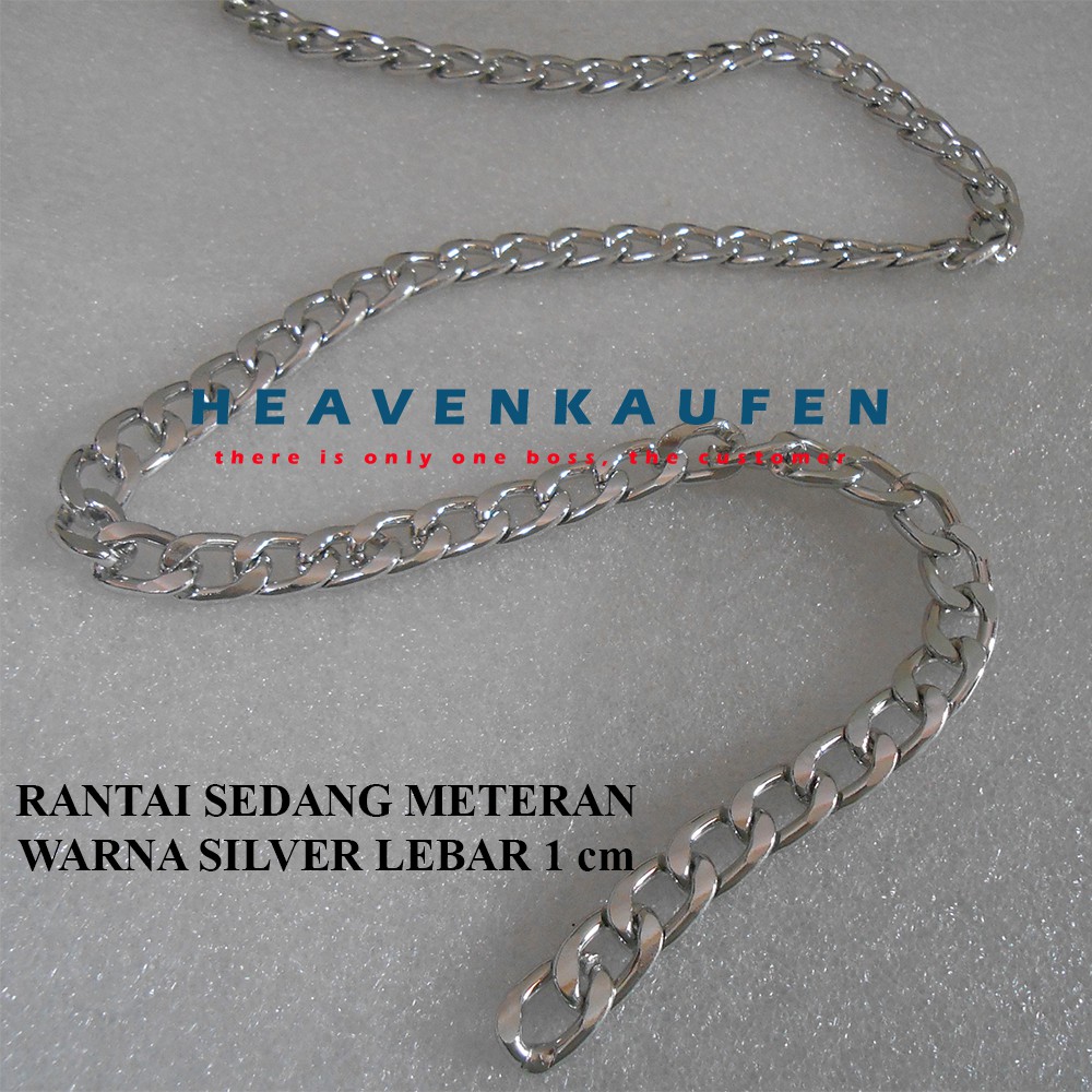 Rantai Lebar 1 cm Warna Silver Meteran