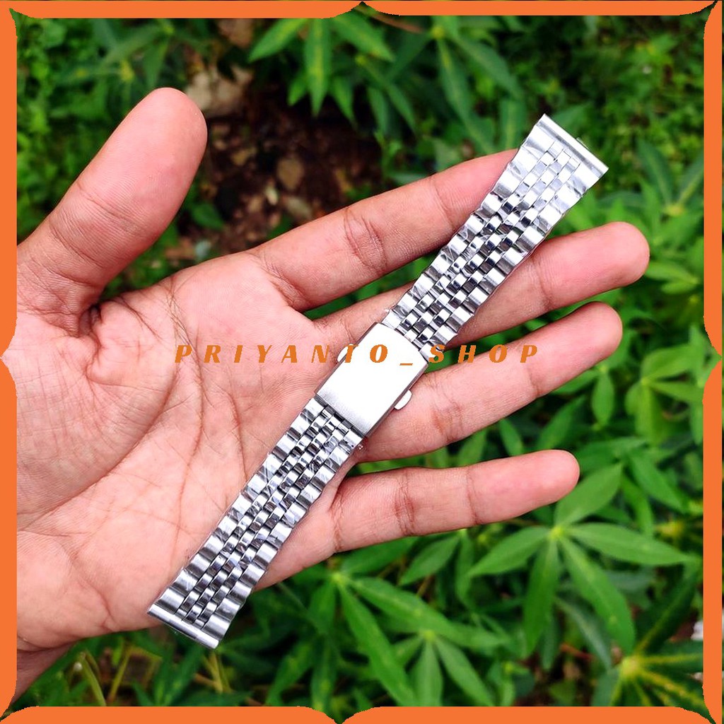 Tali jam tangan Stainless steel watch band 20mm Silver model Lurus B3033