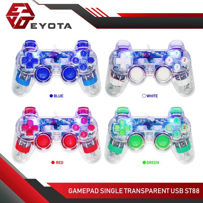 Gamepad Eyota single wired usb 2.0 transparent vibration st88 st-88 for pc laptop ps3 - Joystick 1 transparan