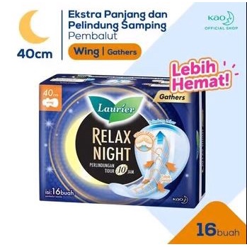 LAURIER RELAX NIGHT WITH GATHER 40CM 16 PADS / PEMBALUT