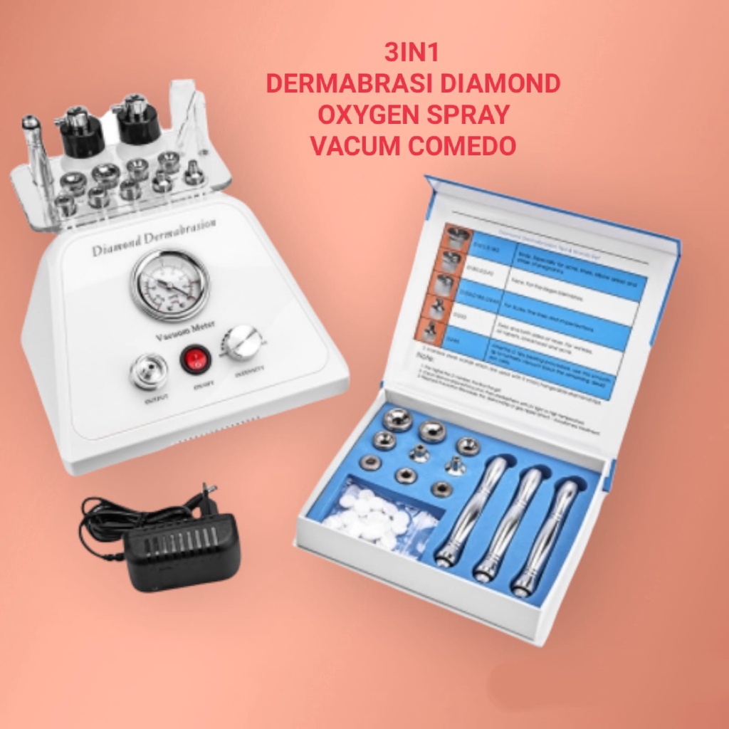 Alat dermabrasi 3 in 1 penyedot komedo oxygen spray microdermabrasion diamond peeling vacum komedo