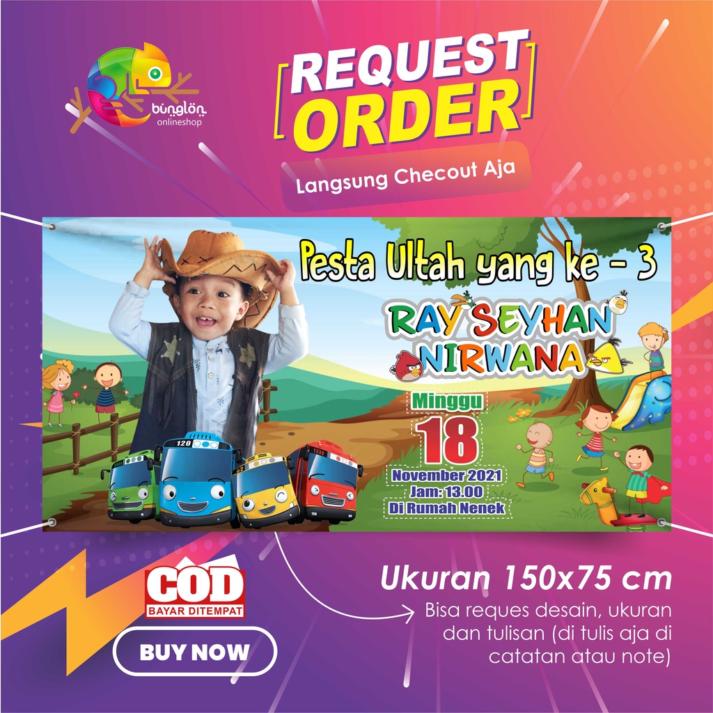 Spanduk Banner Ulang Tahun Murah Berkualitas Tema Tayo