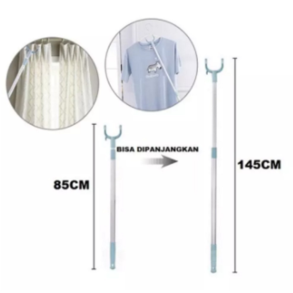 Grab stick Silver Stainless / Plastik/ Tongkat Jemuran Alat Penjepit Sampah &amp; Penangkap Ular