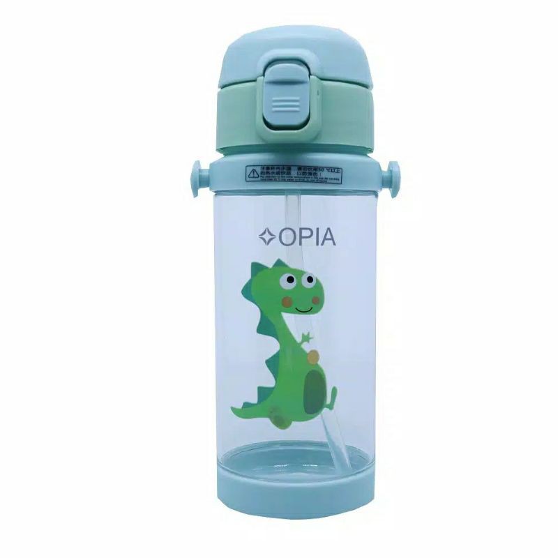 Opia Tritan Kids Bottle With Strap 350ml Green - Peralatan Makan MPASI