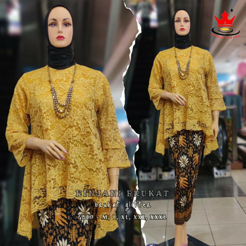 Setelan Kebaya Rinjani Brukat Modern Biru+ROK/PAKAIYAN KEKINIAN /BAJU WANITA/BAJU KEBAYA