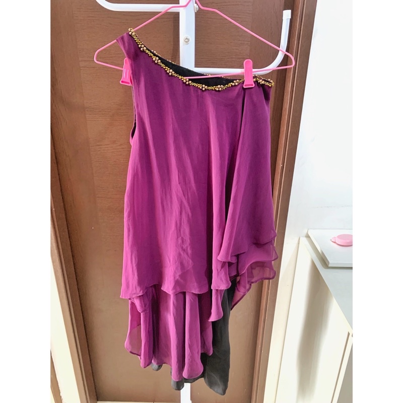 Dark Purple One Shoulder Blouse / Tunik Ungu Tua