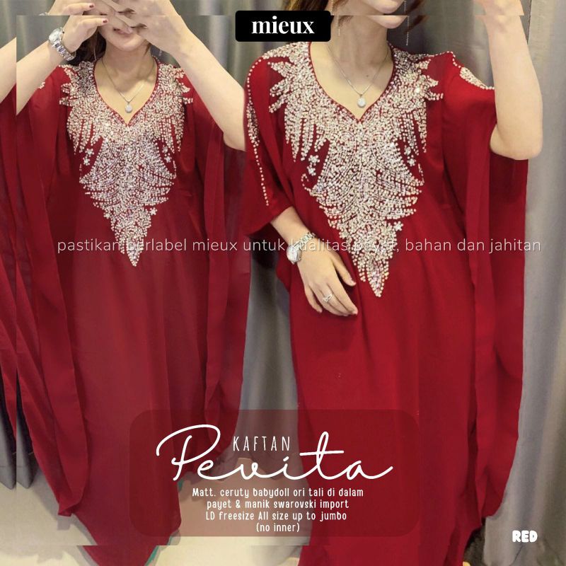 KAFTAN PEVITA kaftan no furing berbahan ceruty original mieux kaftan payet isyana kaftan