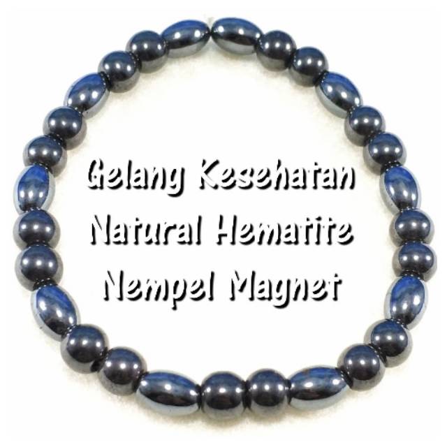 GELANG NATURAL HEMATITE - BADAR BESI NEMPEL MAGNET