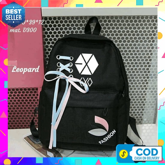 Gnb Korea Original 2Ndimport Ransel Wanita Nilon Mix  Croco Tas Fashion Wanita Tas Remaja Backpack K